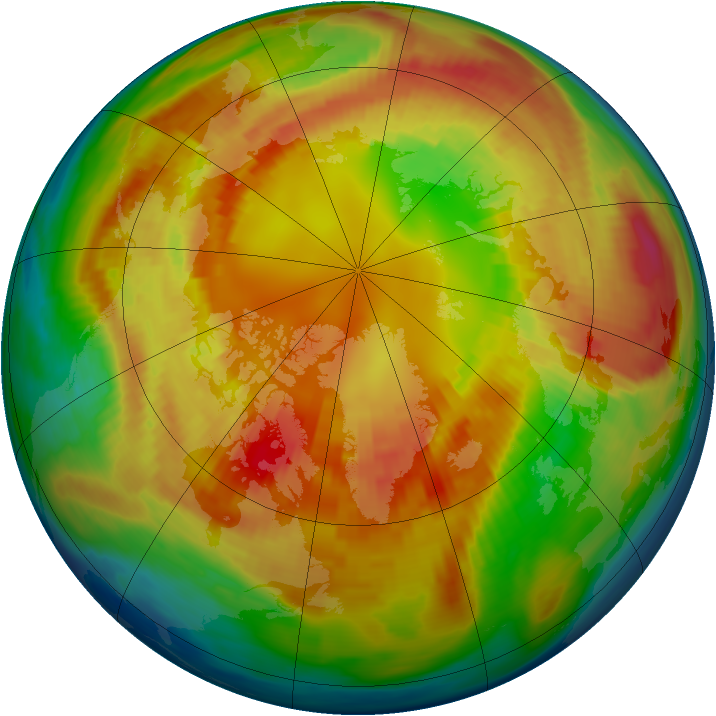 Arctic ozone map for 23 February 1985